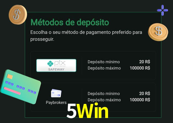 O cassino 5Win oferece uma grande variedade de métodos de pagamento
